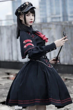 Black Punishment Execution Officer Series Military Style Shirt And Skirt Set Gothic Lolita Dress -LolitaInside 196ccb1ef15c67989cb53d401e415842