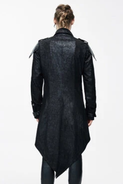 False Two Pieces Black Hooded Leather Long Mens Gothic Coats -LolitaInside 19c7b75b8a379b355006fd2cd710d04c