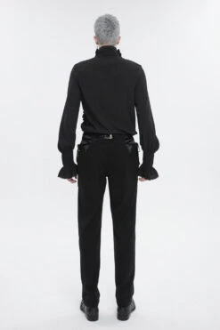 Black Irregular Stand Collar Puff Sleeved Ruffled Men's Gothic Shirt -LolitaInside 1b65a9669a956c4ac3089ac1c3086c9c