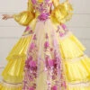 Yellow Half Sleeves Hime Sleeves High Waisted Lace Stitching Hollow Embroidery Floral Print Multi-Layer Victorian Lolita Prom Dress -LolitaInside 1b814dbbb633253849fe7b4e81064ebb