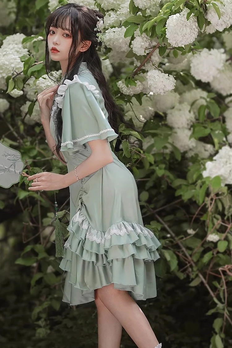 Green Han Element Chinese Style Cheongsam Sweet Lolita Dress 5 Green Han Element Chinese Style Cheongsam Sweet Lolita Dress - Image 3