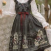 Black Ruffled Strap Court Print Front And Back Bow Classic Lolita JSK Dress