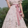 White Flower Print Short Sleeves Bowknot Ruffled Sweet Lolita OP Dress -LolitaInside 1cf26b8958f1844aa29b8b0ce8167f1f