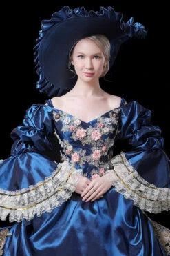 Trumpet Sleeves High Waisted Three Dimensional Flower Embroidery Print Victorian Lolita Prom Dress -LolitaInside 1d4781677406b0143131b87e6975333b