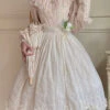 Ivory Elegant Vintage Tulip Multi-Layer Ruffled Classic Lolita Skirt Dress