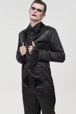 Black Gothic Bright Pattern Printed Decoration Swallowtail Men's Coat -LolitaInside 1e75b105bf97cfd7a398a7145154e875