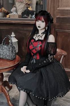 Black Wine Elegant Bowknot Long Sleeves Gothic Lolita Jsk Dress -LolitaInside 1ed794acc103414a3b8a4b156a007d8f