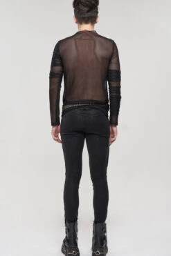 Black Gothic Bandage Design Net Yarn Perspective Men's Sweater -LolitaInside 1f0385b2c8434fd91b76632e022926f6