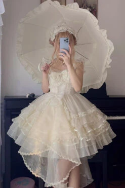 Apricot Solid Color Multi-layer Ruffle Hanayome Sweet Lolita Jsk Dress -LolitaInside 1f05c62692e58d67ebc80b150ed0a02d