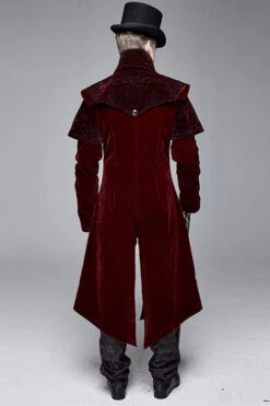 Red Gothic Stand Collar Velveteen Mens Coat -LolitaInside 1fce8ae66e1b0a87a3f658ff7ba886dc