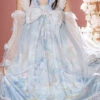 Light Blue Dreamland Chinese Style Bowknot Ruffled High Waisted Sweet Lolita JSK Dress