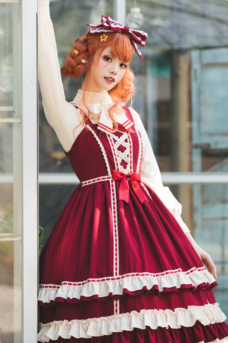 Court Style High Waisted Bowknot Ruffled Multi-Layer Classic Lolita Jsk Dress 4 Court Style High Waisted Bowknot Ruffled Multi-Layer Classic Lolita Jsk Dress - Image 2