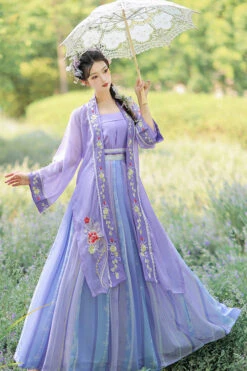 Purple Chinese Style Song Dynasty Exquisite Embroidery Three Piece Sweet Hanfu Dress -LolitaInside 208746107e30c66b372548e115e84b28