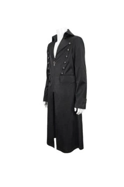 Black Lapel Collar Double Breasted Metal Cross Zip Men's Gothic Long Coat -LolitaInside 214d7e2c4b7a0ee2fb082ca9b2c659f6