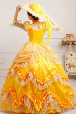 Yellow High Waisted Ruffled Multi-Layer Lace Stitching Victorian Lolita Prom Dress -LolitaInside 2227f1bb2ad54b5721f25aea7eaae19f