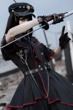 Black Military Style JK Set Irregular Gothic Lolita Dress -LolitaInside 24aa9026d6a631a858821f373d7ea4f2