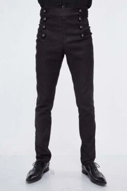 Black Gothic Wedding High Waist Slim Fit Jacquard Western Style Mens Pants