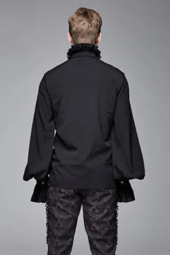 Black Chiffon Embroidered Long Sleeves Mens Gothic Blouse -LolitaInside 24f4097ee1f98e7f15cfe45cbf2a4bb0