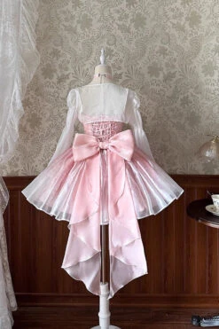 Pink Sleeveless Ruffle Bowknot Sweet Princess Fish Bone Bridesmaid Lolita Jsk Dress -LolitaInside 25ef213c3d7038ba88d3835263c3a2ed