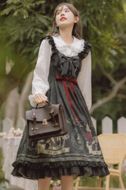 Black Ruffled Strap Court Print Front And Back Bow Classic Lolita JSK Dress -LolitaInside 2661aa6a6a01459b80fad9f4a132e40e 07a044c4 ede1 438c 9d0a b8624350e741