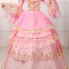 Pink Trumpet Sleeves High Waisted Hollow Embroidery Print Multi-Layer Victorian Lolita Prom Dress -LolitaInside 271d701fa60582ff7173c7785de8707c