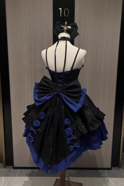 Black/Blue Print Ruffle Bowknot Gothic Princess Lolita Jsk Dress -LolitaInside 27253d39ef56030c99c8ae3e9792d475