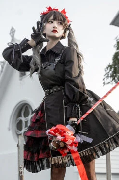 Black Stitching Zipper Cardigan Ruffled Multi-Layer Gothic Lolita Jsk Dress (Will Shine At Night) -LolitaInside 277e7f1f6e5192c5ece6d46e0fe54c28