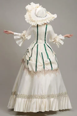 Champagne Hime Sleeves Half Sleeves Square Collar High Waisted Ruffled Victorian Lolita Prom Dress -LolitaInside 27820550e98dafa2b6c145fd5414eb7d