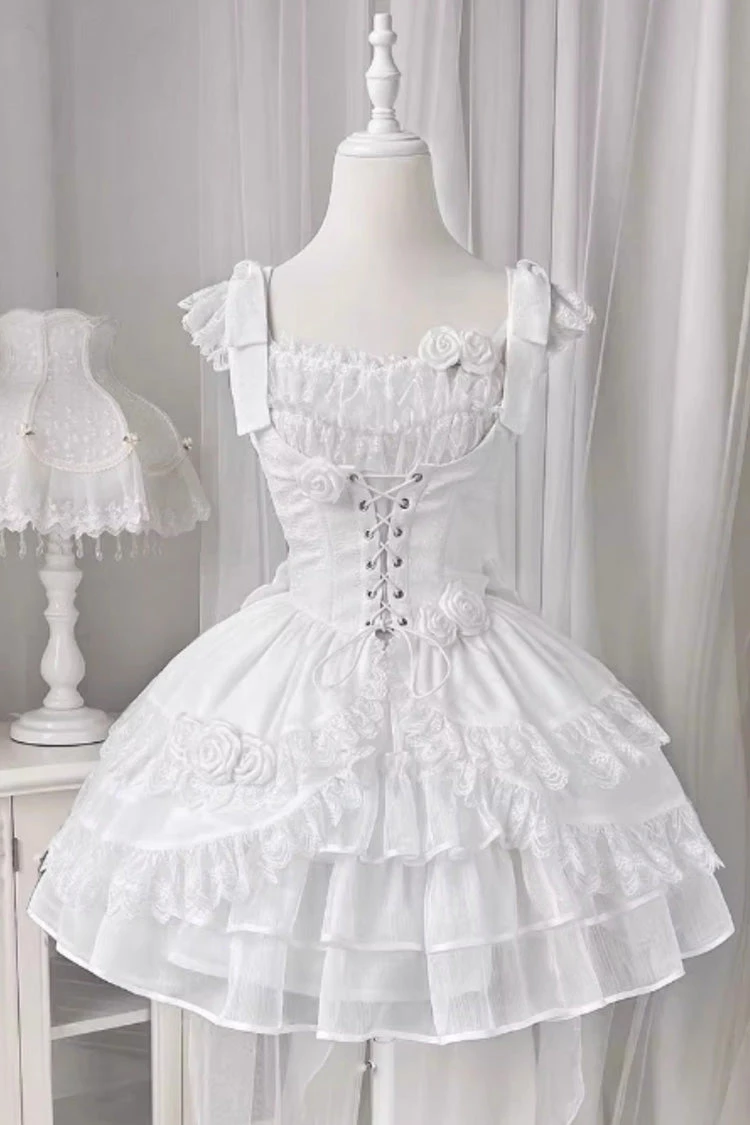 White Rose Multi-layer Gothic Lolita Jsk Dress 5 White Rose Multi-layer Gothic Lolita Jsk Dress - Image 3