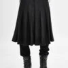 Black Punk Metallic Mist Textured Leather Waistband Grain Pleated Mens Kilts -LolitaInside 27f7b791b86d3e489f6dc213818d82f9