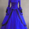 Dark Blue Cotton Square Collar Long Sleeves Floor Length Pleats Victorian Gothic Lolita Dress -LolitaInside 2993111d8793a01970e61ec0ba5ee33f