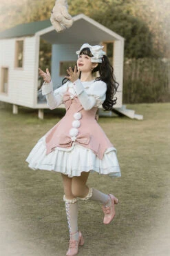 Cute Girl Doll Collar Hair Ball Christmas Princess Sweet Lolita JSK Dress Full Set -LolitaInside 29a4296d09d083b05e07cc3c2fa167df