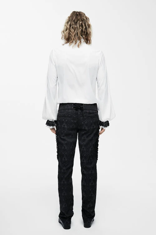 White Chiffon Chest Embroidery Lace Sleeves Mens Gothic Blouse 5 White Chiffon Chest Embroidery Lace Sleeves Mens Gothic Blouse - Image 3