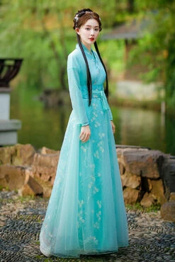 Green Fairy Airy Spring Flower Embroidery Sweet Hanfu Dress -LolitaInside 2a642c0e02bc92bd68e33a829a981491