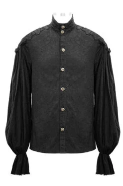 Black Straight Collar Puff Sleeve Jacquard Mens Punk Blouse 11 Black Straight Collar Puff Sleeve Jacquard Mens Punk Blouse -LolitaInside 2a8db19e3249130bb6076944195eb9dd