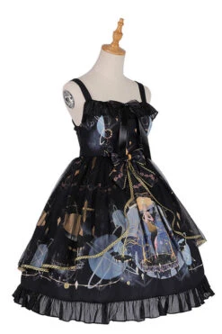 Dark Blue Vintage Mermaid Song Square Collar Bowknot Ruffled Sleeveless Gothic Lolita JSK Dress -LolitaInside 2abac2e985a5264ff47975ca26f64ee4