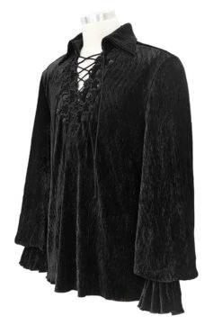 Black Velvet Elastic Lantern Sleeves Mens Gothic Blouse -LolitaInside 2bcaee1214ebf9e3358bf56f7c240402