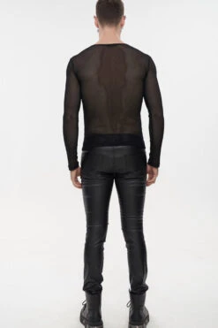 Black Gothic Elasticity High Neck Long Sleeve Mesh Men's Shirt -LolitaInside 2c60e214f49c261dd0866387a4351ff4