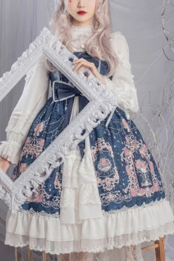 Headbow Ruffled Princess Crown Print Cardigan Sweet Lolita JSK Tiered Dress -LolitaInside 2d8b348026518b8f7b044e748573cb49