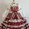Wine Hanayome Bowknot Princess Multi-Layer Ruffled Sweet Lolita JSK Dress