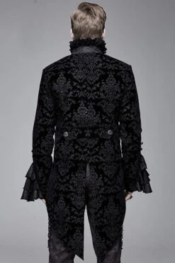 Black Court Pattern Stand Collar Gothic Mens Coat -LolitaInside 2eabf795bc3031053ae6b1c323bef0a2
