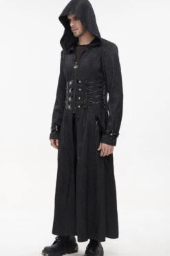 Black Punk Stripe Mechanism Material Adjustable Stitching Fake Girdle Design Slim Fit Men's Coat -LolitaInside 2f3623e80dd176c3cd12a50bb54a109f