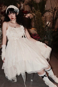 Champagne Ruffle Bowknot Sweet Elegant Princess Lolita Jsk Dress -LolitaInside 2ff32cb9440aed56b7c4c50c37fed3ed