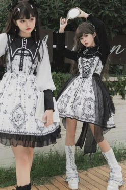 Black/White Sleeveless Butterfly Magic Print Gothic Lolita JSK Dress -LolitaInside 3009a5573940a25471834abaa0dafa8d f523a81a 5f57 427f bf52 40628094df54