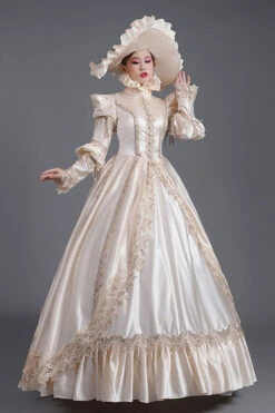 Champagne Court Style High Waisted Long Sleeves Single Breasted Ruffled Victorian Lolita Prom Dress 8 Champagne Court Style High Waisted Long Sleeves Single Breasted Ruffled Victorian Lolita Prom Dress -LolitaInside 30baa6e2af76c70b87b91bf39936233f