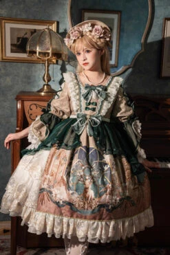 Green Gorgeous Short Sleeves Ruffle Bowknot Print Classic Lolita Dress -LolitaInside 30ef225cabcfcf4ce1b48014f9c937a9
