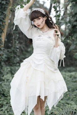 White Multi-layer Bowknot Sweet Elegant Princess Irregular Lolita Dress -LolitaInside 3127033e289fb3e791c94ec06987f4b9