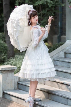 White Venus's Kiss Ruffled Multi-Layer Hanayome Elegant Classic Lolita Dress -LolitaInside 312d971fffb57e16c88d95bb5e346499