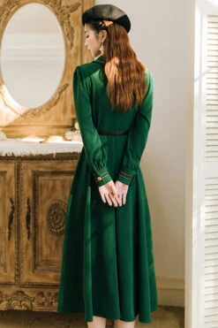 Solid Color Navy Style Vintage Lapel Collar High Waisted Long Sleeves Classic Lolita Dress -LolitaInside 31472dc509ea94dac396e3fcaa5d007e