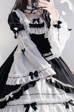 White/Black Hime Sleeves Multi-layer Ruffle Cardigan Bowknot Gothic Princess Lolita Dress -LolitaInside 31f1ac56e468d95e36474d1fa078374f
